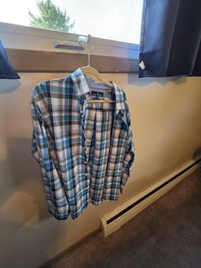 Classic Collection Men's 2XL Regular Fit Plaid Blue Long Sleeve Button-Up Shirt